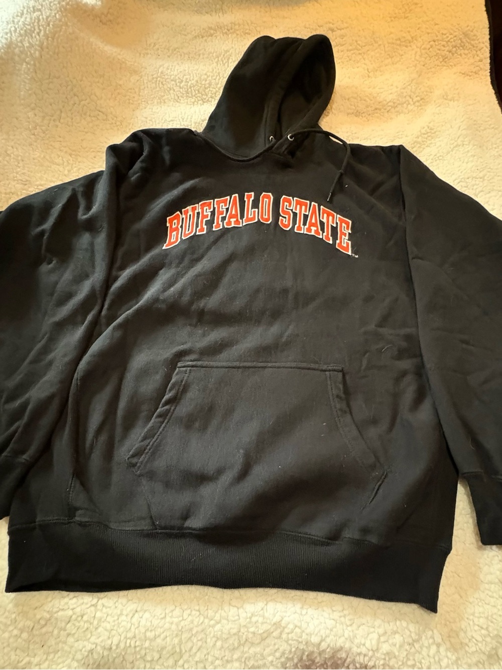 Buffalo State Black Hoodie with Orange Lettering